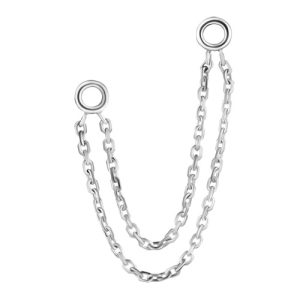 18k gold double chain accessory connector piercing jewelry