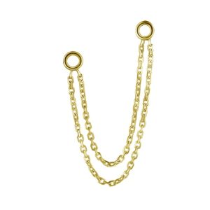 18k gold double chain accessory connector piercing jewelry