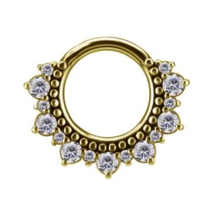 18k gold hinged clicker ring jewelled gem crystal ornamental piercing jewelry