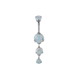 steel navel bananabell prong set round opals curved barbell