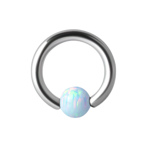 steel ball closure ring opal piercing jewelry