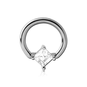 steel ball closure ring jewelled gem crystal rhomb piercing jewelry