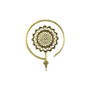 brass tribal mandala ornamental earrings hoops weights jewelry