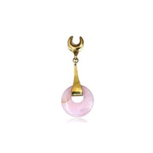 brass rose quartz stone ear weights hangers stretched earlobe jewelry