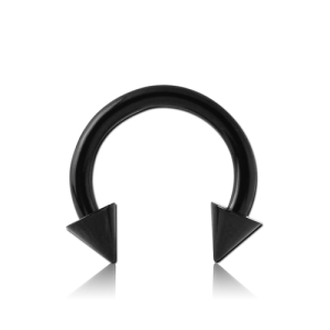 black steel circular barbell with cone spike piercing jewelry