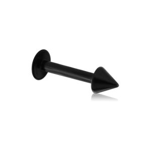 black steel externally threaded labret with cone spike attachment