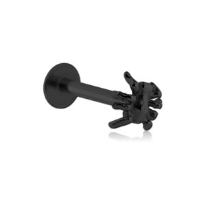 black steel externally threaded labret with spider attachment