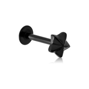 black steel externally threaded labret with star attachment