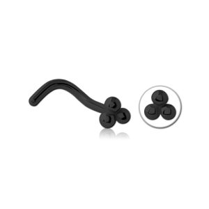 black steel nose stud tribead spiral piercing jewelry
