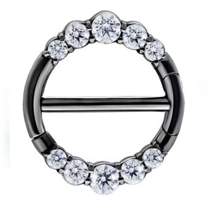 black steel nipple shield jewelled clicker piercing jewelry