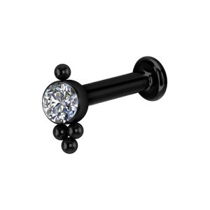 black titanium internally threaded labret with jewelled beads attachment