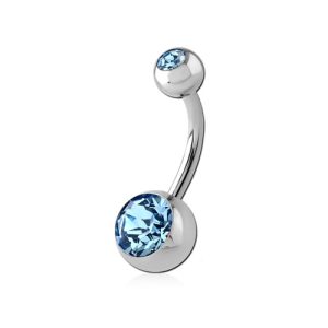 steel navel bananabell jewelled curved barbell