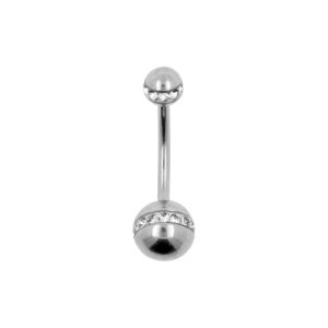 steel navel bananabell jewelled crystalline orbit curved barbell