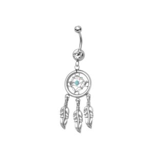 steel navel bananabell jewelled dreamcatcher curved barbell
