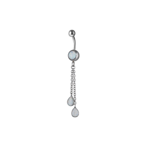 steel navel bananabell chain opal teardrop curved barbell