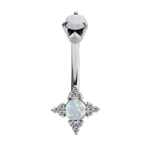 steel navel bananabell jewelled opal curved barbell
