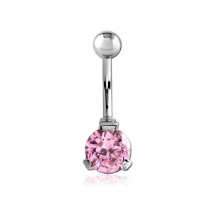 steel navel bananabell jewelled prong set crystal curved barbell