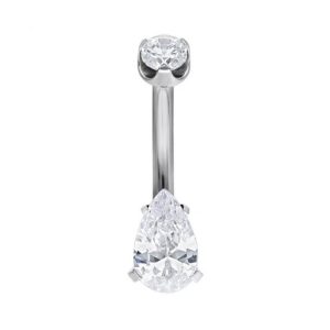 titanium internally threaded jewelled navel bananabell crystal teardrop curved barbell
