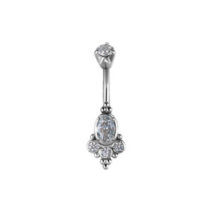 steel navel bananabell royal crystal jewelled curved barbell