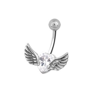steel navel bananabell jewelled heart wings angel curved barbell