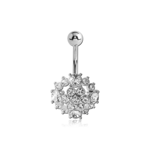 steel navel bananabell jewelled crystal curved barbell
