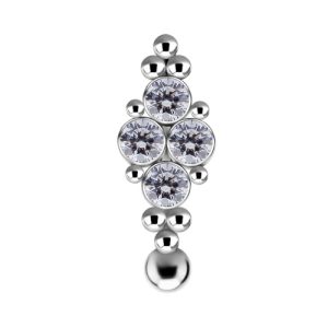 titanium internally threaded navel bananabell top-down jewelled beads curved barbell