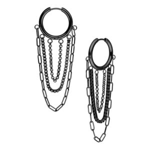 black steel chains hoops earrings jewelry