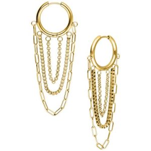 gold plated steel chains hoops earrings jewelry