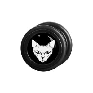 black steel fake plug piercing jewelry picture sphynx cat