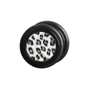 black steel fake plug piercing jewelry picture white leopard
