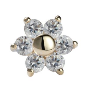 14k gold jewelled gem crystal attachment piercing jewelry threadless flower
