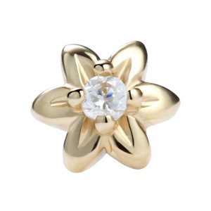 14k gold jewelled gem crystal attachment piercing jewelry threadless flower