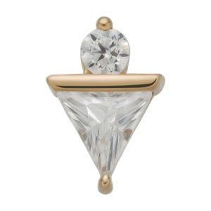 14k gold jewelled gem crystal attachment piercing jewelry threadless triangle
