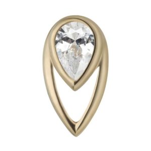 14k gold jewelled gem crystal attachment piercing jewelry threadless teardrop