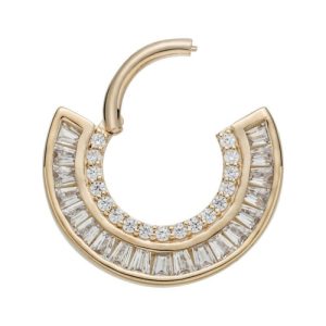 14k gold jewelled crystal gem hinged clicker ring piercing jewelry