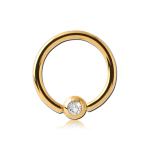 gold plated steel ball closure ring jewelled gem crystal clip in piercing jewelry