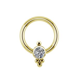 gold plated steel ball closure ring jewelled gem crystal cluster ornamental piercing jewelry