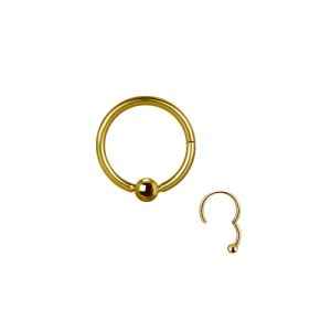 gold plated steel ball closure clicker hinged ring piercing jewelry