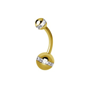steel gold plated navel bananabell jewelled crystalline orbit curved barbell