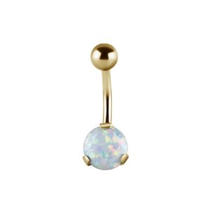 steel gold plated navel bananabell prong set opal curved barbell
