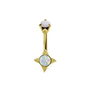steel gold plated navel bananabell opal curved barbell