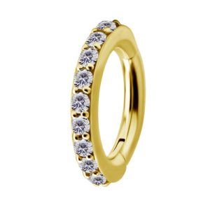 steel gold plated navel clicker jewelled