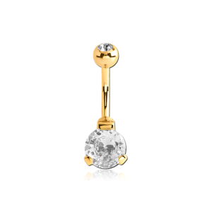 steel gold plated navel bananabell jewelled prong set crystal curved barbell