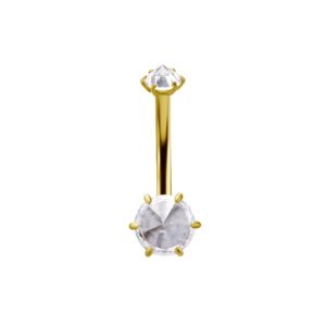 steel gold plated internally threaded jewelled navel bananabell curved barbell