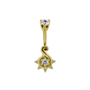 steel gold plated jewelled navel bananabell swirl curved barbell