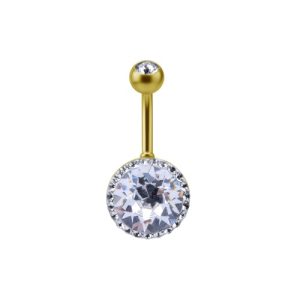 steel gold plated navel bananabell jewelled crystal curved barbell