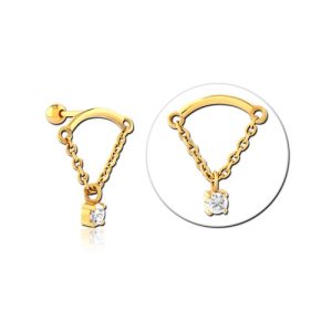 steel gold plated mini barbell jewelled chain