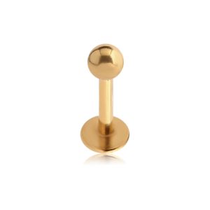 gold plated steel externally threaded labret with ball attachment piercing jewelry