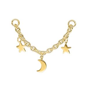 gold plated chain accessory stars moon piercing jewelry