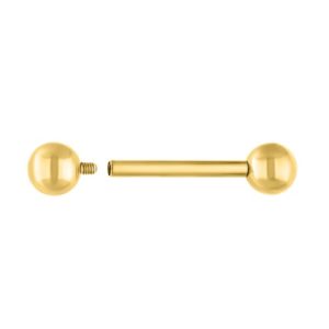 titanium gold plated mini barbell no gems internally threaded 0.8mm